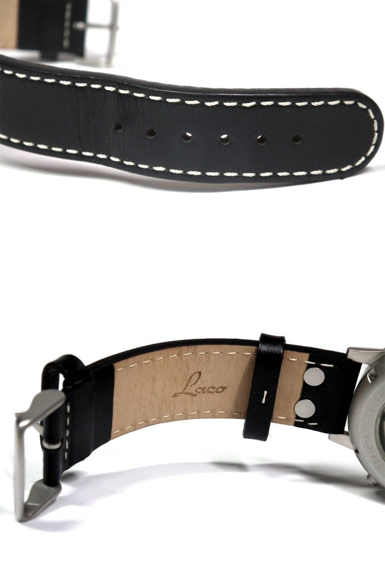 ラコ 腕時計 Ｌａｃｏ 時計 クロノグラフ メンズ ウォッチ デイデイト バルジュー 7750 自動巻 裏スケルトン メンズ ブラック 黒 レザーベ_画像7