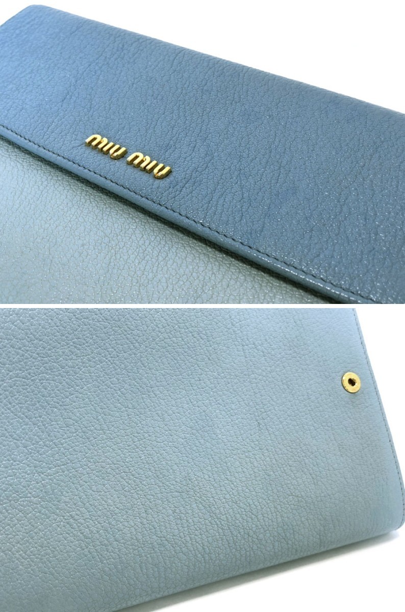  as good as new MiuMiu clutch wallet large long wallet clutch bag auger nai The - pouch attaching purse leather lady's MIUMIU