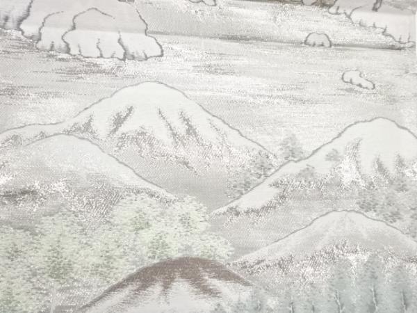 宗sou 山並に寺院風景模様織出し袋帯【リサイクル】【着】_画像4