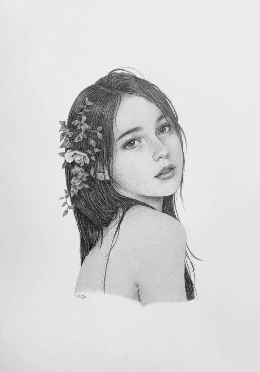 Yahoo!オークション - 手描き鉛筆画 女性#68【A4サイズ】 Yahoo!オークション - 手描き鉛筆画 女性#68【A4サイズ】