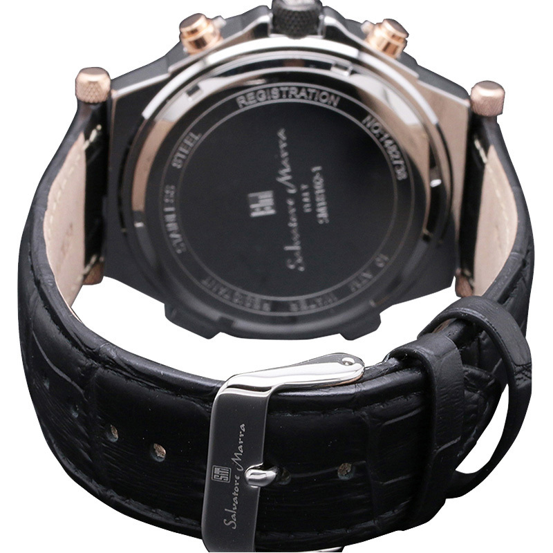 新品 2年保証 送料無料 Salvatore Marra サルバトーレマーラ 腕時計 SM18102 SM18102-PGBK メンズ 男性 ステンレス レザー_画像3