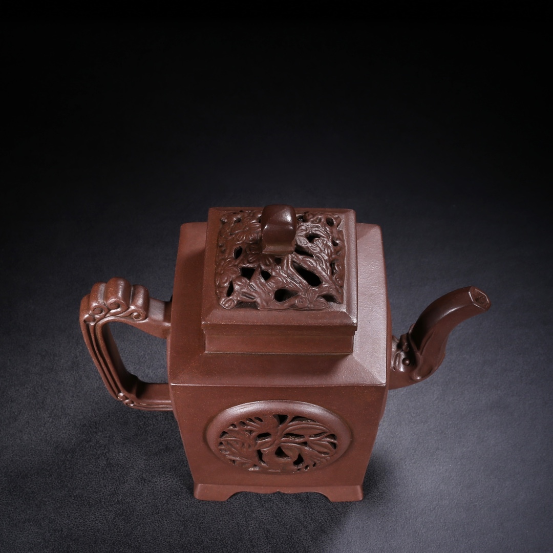専門ショップ 仁】『紫砂壺・四方壺・陳鳴遠款・紫泥・茶道品』極細工 古賞物 施釉陶