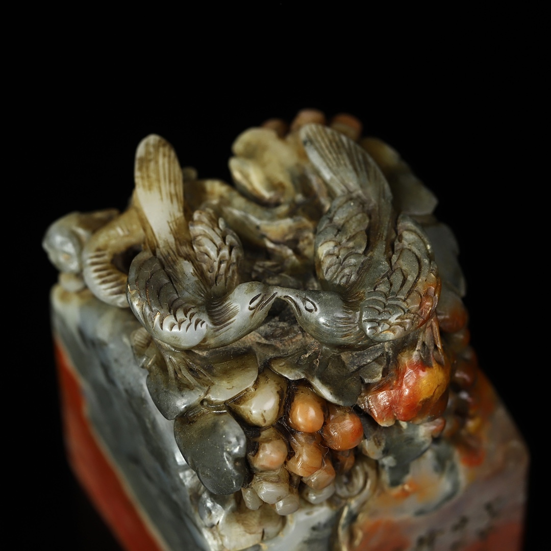 聚寶齋*寿山石精彫*多子多福印章】印鑒 篆刻印章 中国時代美術 聚寶齋*寿山石精彫*多子多福印章】印鑒 篆刻印章 中国時代美術