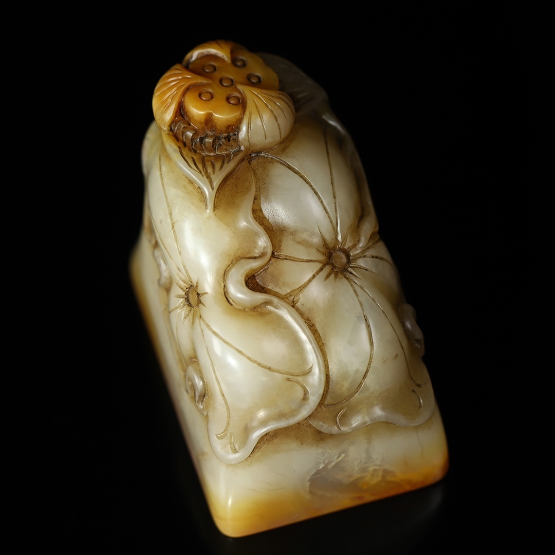 聚寶齋*寿山石精彫*蓮花印章】印鑒 篆刻印章 中国時代美術 聚寶齋*寿山石精彫*蓮花印章】印鑒 篆刻印章 中国時代美術