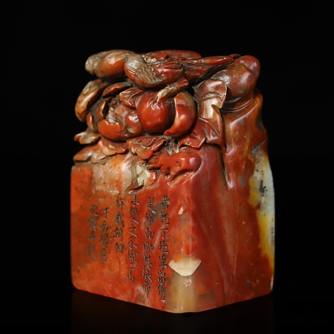 聚寶齋*寿山石精彫*鳥語花香印章】印鑒 篆刻印章 中国時代美術 聚寶齋*寿山石精彫*鳥語花香印章】印鑒 篆刻印章 中国時代美術