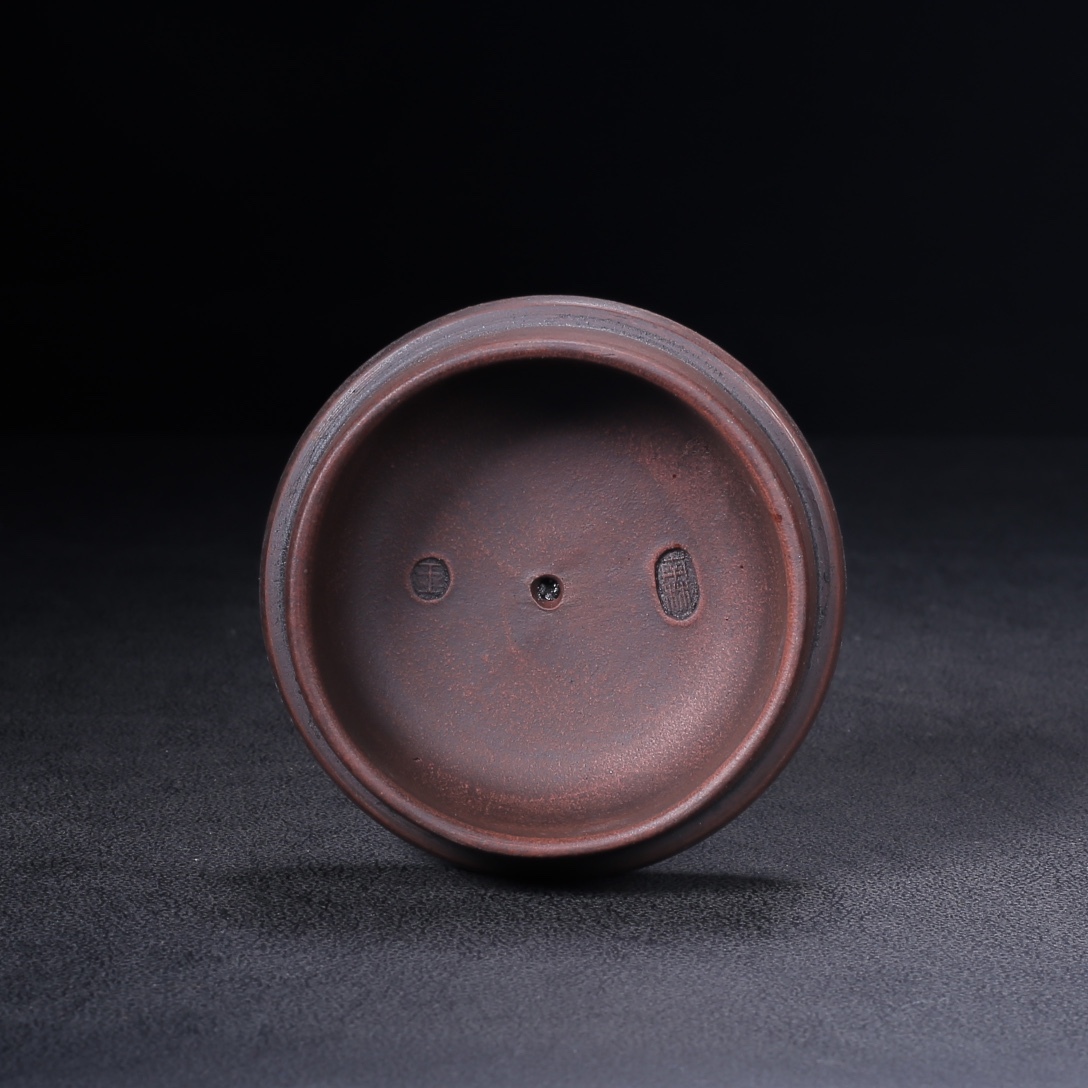 【聚寶齋*紫砂製*竹段壺】 茶壺 茶道具 稀少珍品 中国時代美術 容量：400cc_画像7