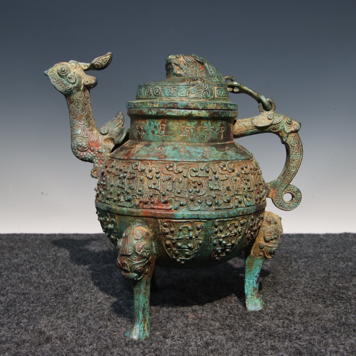 聚寶齋*青銅製 青銅器*鳳鳥嘴壺】置物 賞物 中国古美術 造型精美 | www