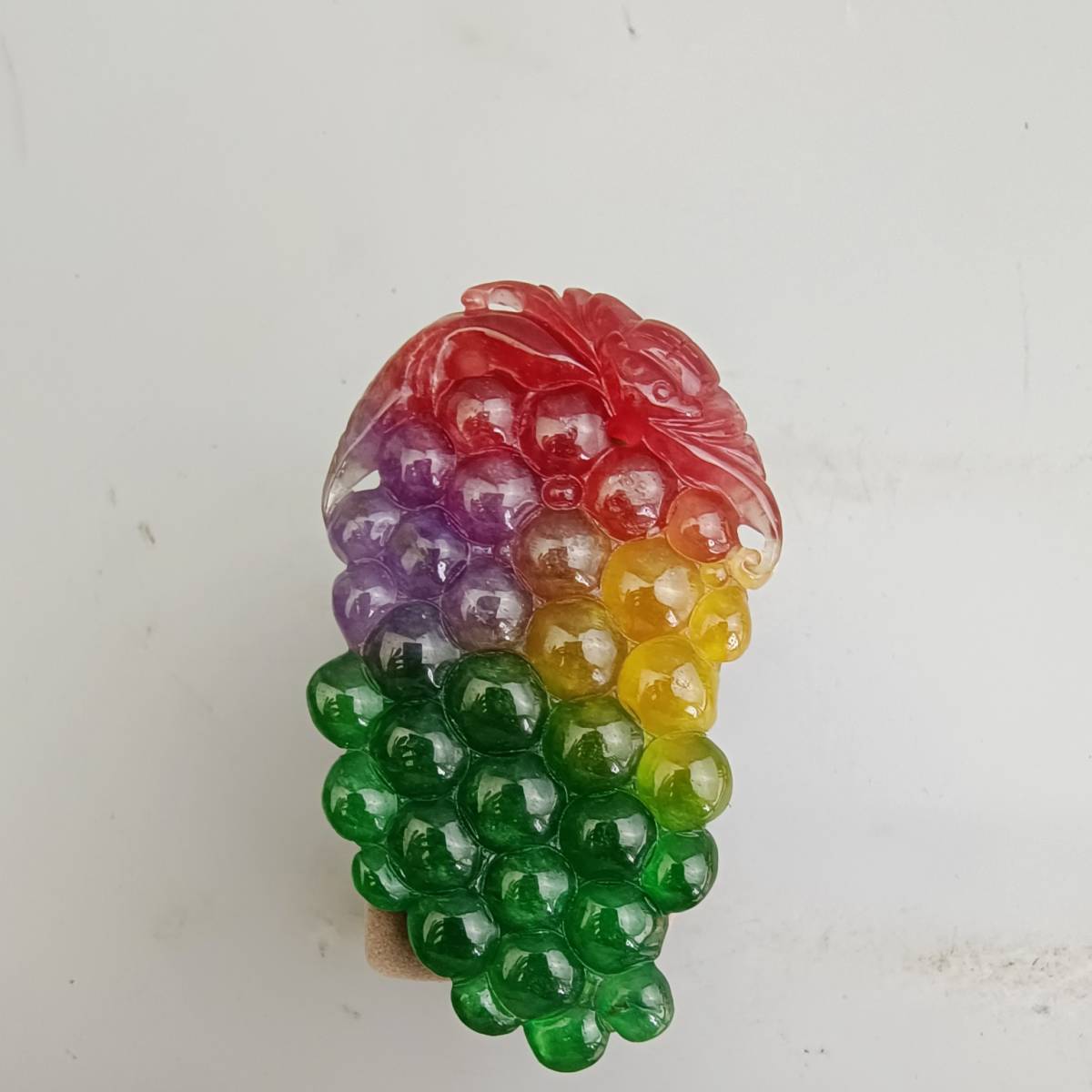 聚寶齋*翡翠石手工彫*多子多福吊墜】置物 賞物 中国時代美術 造型精美-