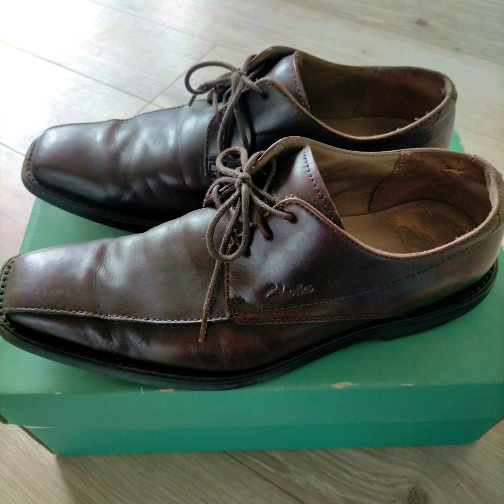 clarks クラークス モカシン ビジネスシューズ UK 7G 25.5cm レザー 本革 ダークブラン 革靴 メンズ ローファー 通勤靴 レースアップ今0617_画像3