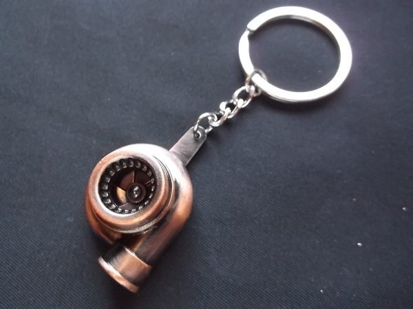 ■送料無料■タービン型　キーホルダー　ターボ チャージャー　ブロンズ　//　ブレイス　キーリング　turbo Keyring_画像1