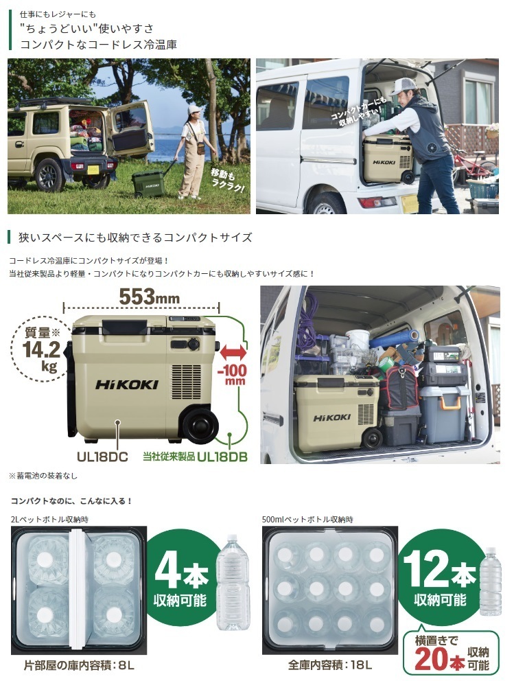 HiKOKI コードレス冷温庫 UL18DC(NMG) フォレストグリーン 本体のみ