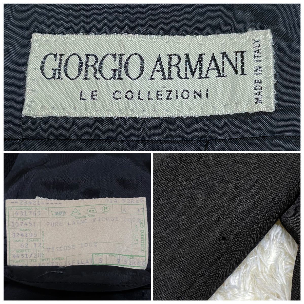 希少XL ジョルジオアルマーニ『漂う風格』GIORGIO ARMANI スタンドカラー スーツ セットアップ ジャケット バンドカラー 52 黒 ブラック_画像10