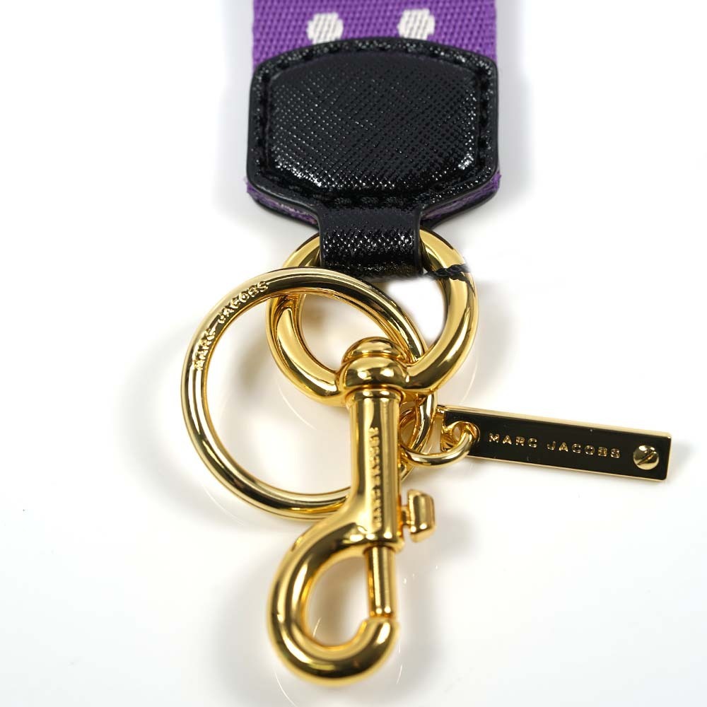 マークジェイコブス バッグチャーム キーホルダー ストラップ MARC JACOBS Polka Dot Webbing Bag Charm M0014828 501 Purple Multi_画像3