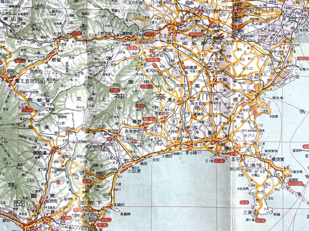 関東全域 サイクリング地図 懐かしい駅 線名多数 房総東線 房総西線 武蔵岩井駅 京急 湘南久里浜止まり 新幹線未記載 1960年代初期ころ？_画像6