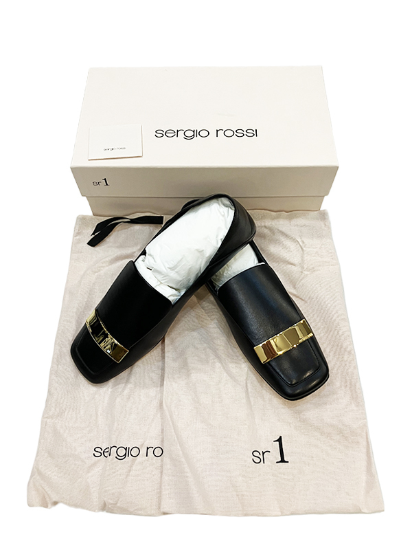 新品 箱付 SERGIO ROSSI SR1 セルジオロッシ ローファー ゴールド