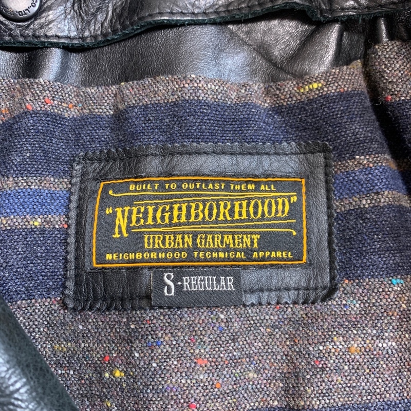 NEIGHBORHOOD/ネイバーフッド/STRABLER/CL-JKT/裏地ブランケットダブルライダースジャケット/着脱式襟ファー/ブラック/プリント×ワッペン_画像9