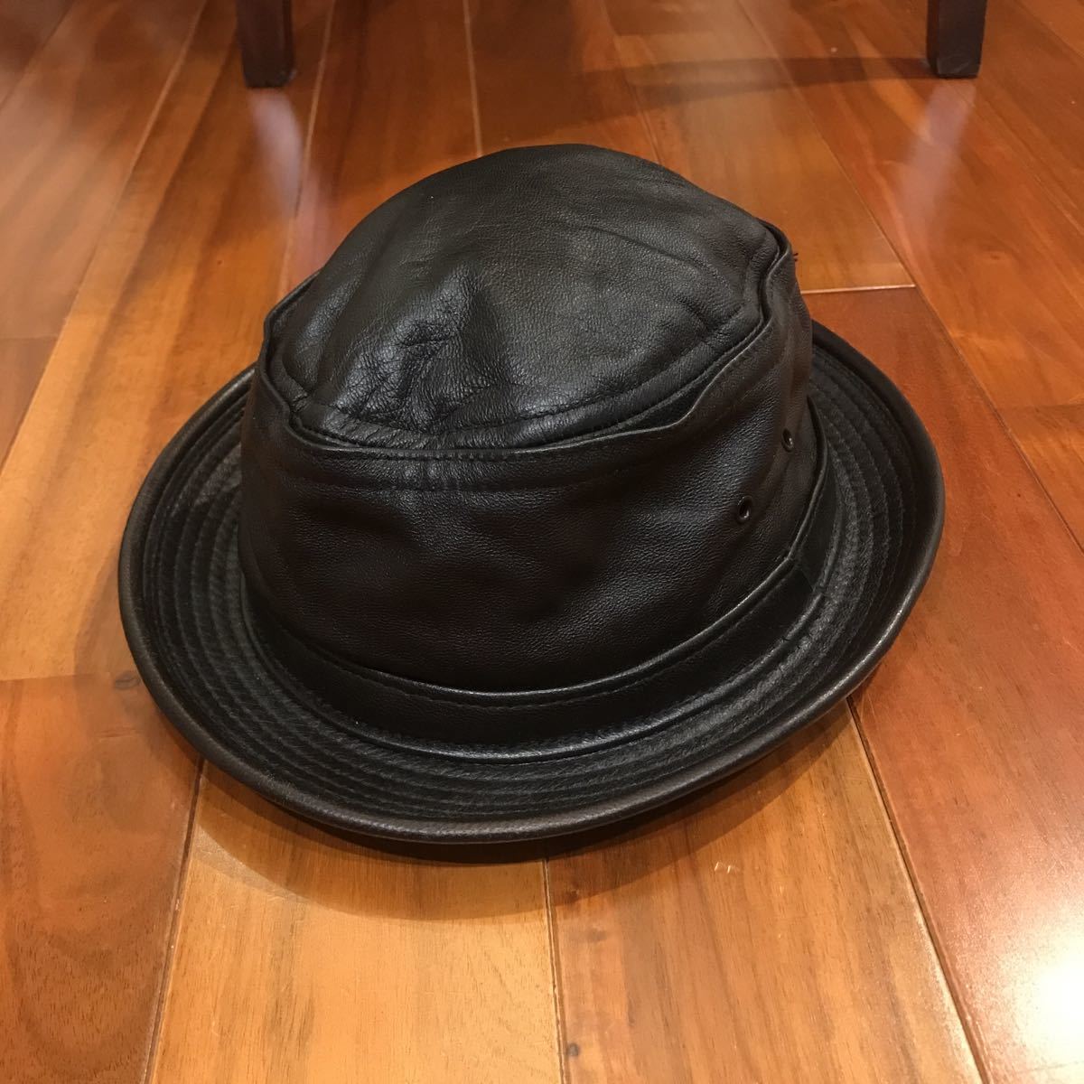 超可爱 NEWYORK ラムレザー Lサイズ 56cm ポークパイハット HAT