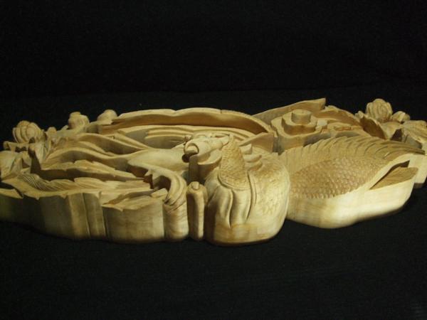 【鳳凰】 社寺仏閣、山車、唐破風 木彫彫刻 幅90cm【530】 _写真の物が現品です。送料無料!