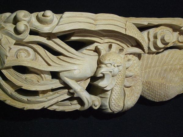 【鳳凰】 社寺仏閣、山車、唐破風 木彫彫刻 幅90cm【530】 _新品(未使用品)送料無料!