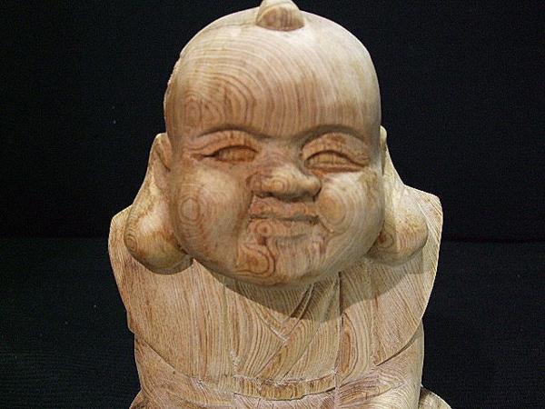 福助】 桧 幸運、縁起物 木彫り彫刻 25cm【341】 日本人形 福助】 桧 幸運、縁起物 木彫り彫刻 25cm【341】 日本人形