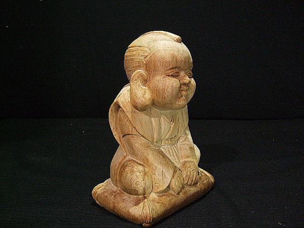 福助】 桧 幸運、縁起物 木彫り彫刻 25cm【341】 日本人形 福助】 桧 幸運、縁起物 木彫り彫刻 25cm【341】 日本人形