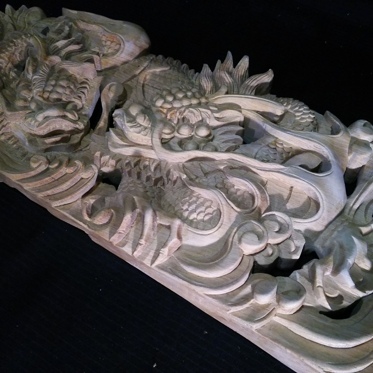 夫婦龍】幅60cm 社寺仏閣、山車、だんぢり、蟇股彫刻【180】 | www