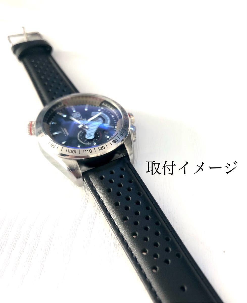 20mm 腕時計 交換用 イタリアンレザー 革ベルト ブラック 黒 クイック