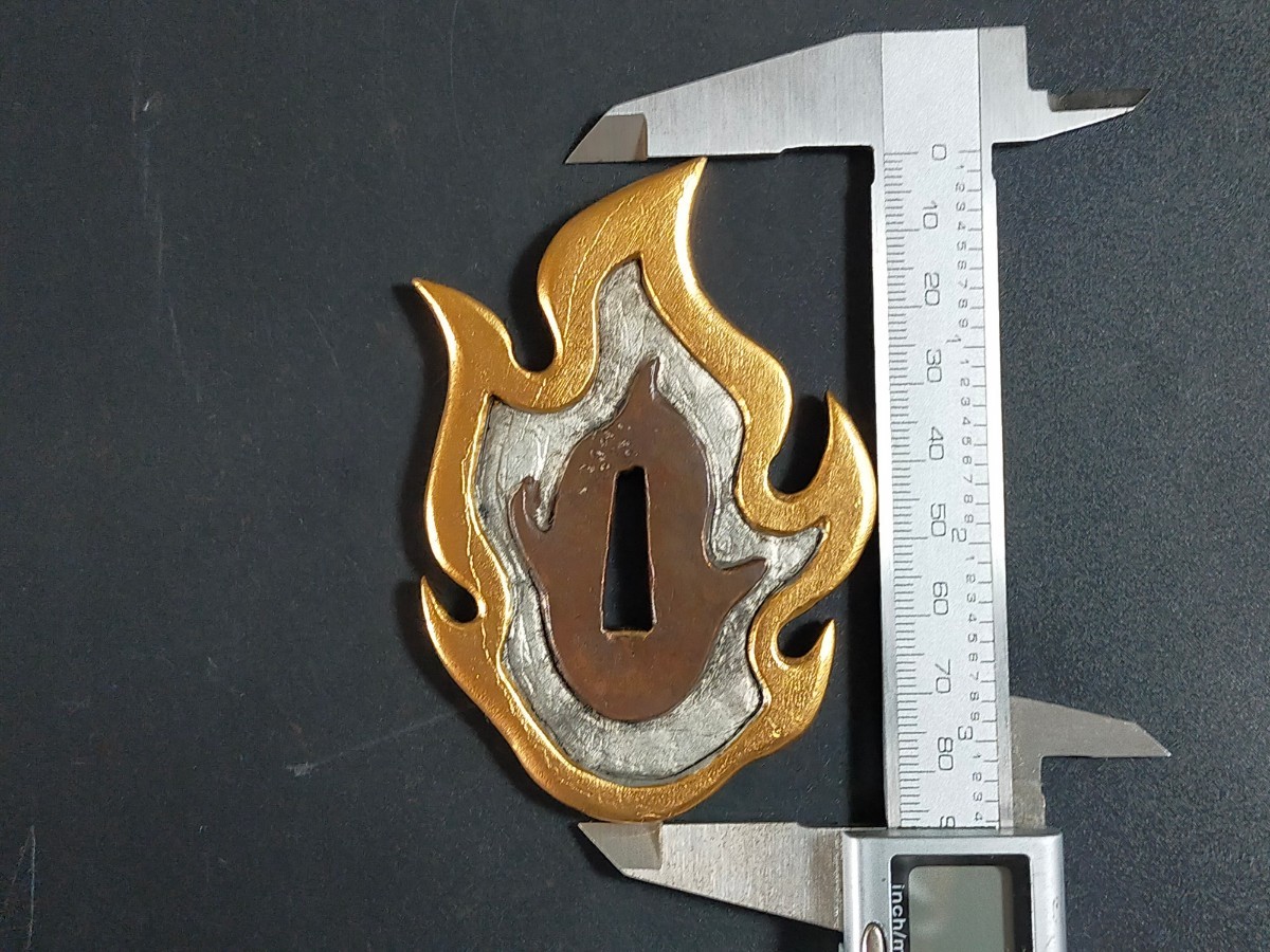 鍔　刀鍔　銅製　日本刀装具　職人作　炎の鍔　煉獄銘