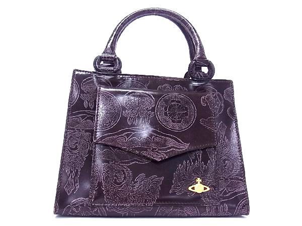 新品 】ヴィヴィアンウエストウッド オーブ レザー トートバッグ パープル-