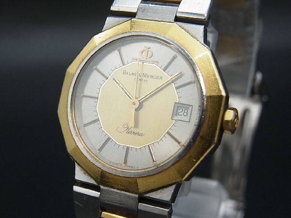 1円 ■不動品■ baume&mercier ボーム＆メルシエ SS クォーツ 腕時計 ウォッチ メンズ レディース シルバー系×ゴールド系 AA0028BM_画像1