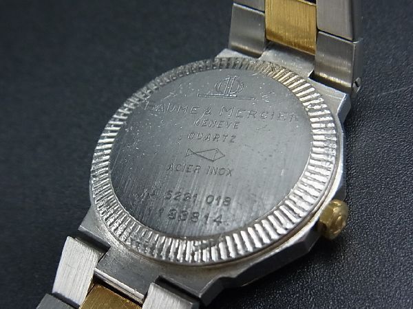 1円 ■不動品■ baume&mercier ボーム＆メルシエ SS クォーツ 腕時計 ウォッチ メンズ レディース シルバー系×ゴールド系 AA0028BM_画像8