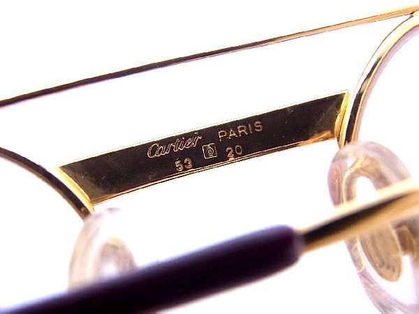 1円 Cartier カルティエ 130 53□20 サングラス メガネ 眼鏡 アイウェア レディース メンズ ゴールド系×ボルドー系 BA4781Vア_画像5