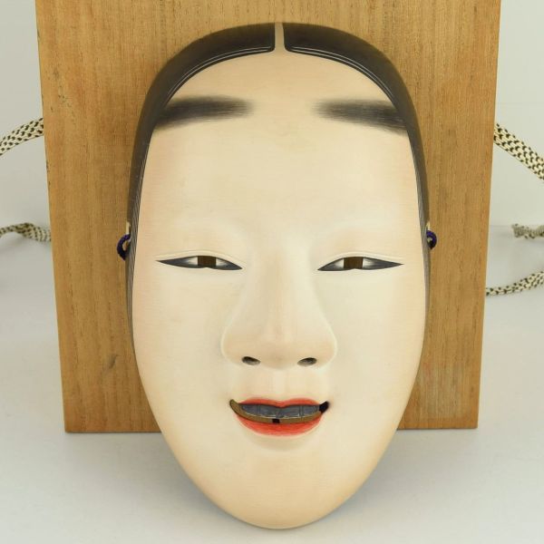 3c01-43二代目 野川陽山作 能面 能面師能楽共箱 孫次郎 人形師 能面袋付