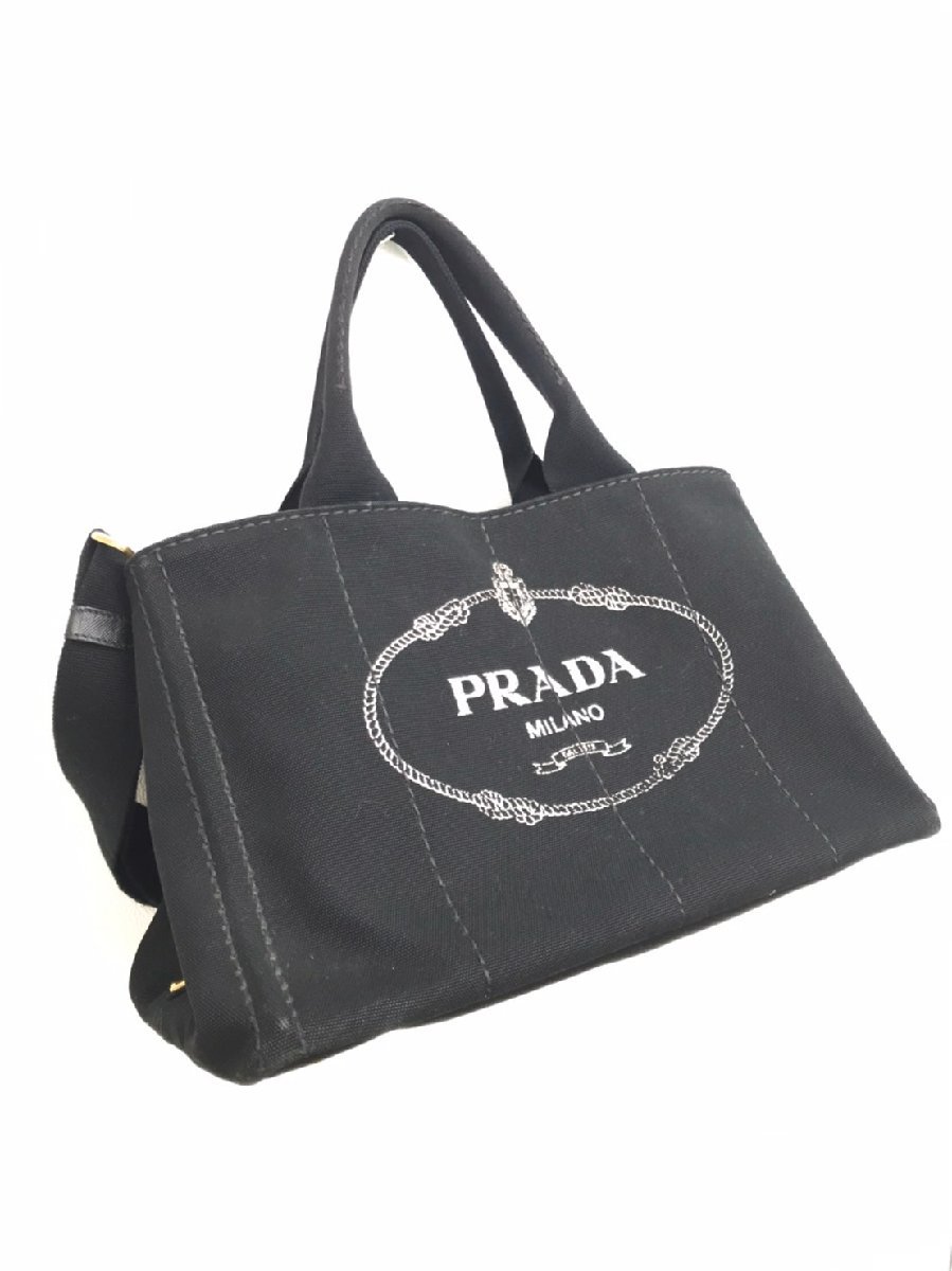 1円～】☆PRADA プラダ☆カナパ ブラック☆キャンバス デニム☆トート