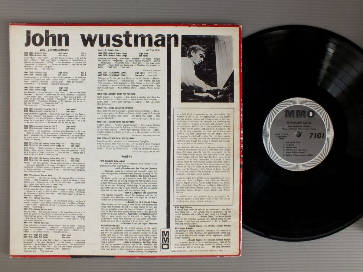 ●米LP JOHN WUSTMAN/SCHUMANN SONGS-MUSIC MINUS ONE HIGH VOICE●_画像2