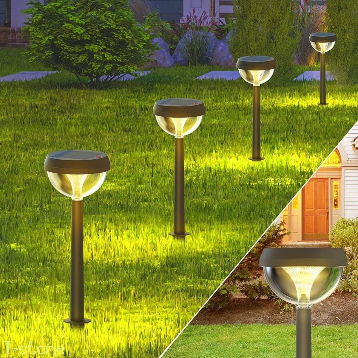 75％以上節約 ソーラーライト ガーデンライト ４個セット 太陽光パネル充電 埋め込み式 暖色系 電球色 高輝度 IP68防水 自動点灯 消灯 屋外  景観照明