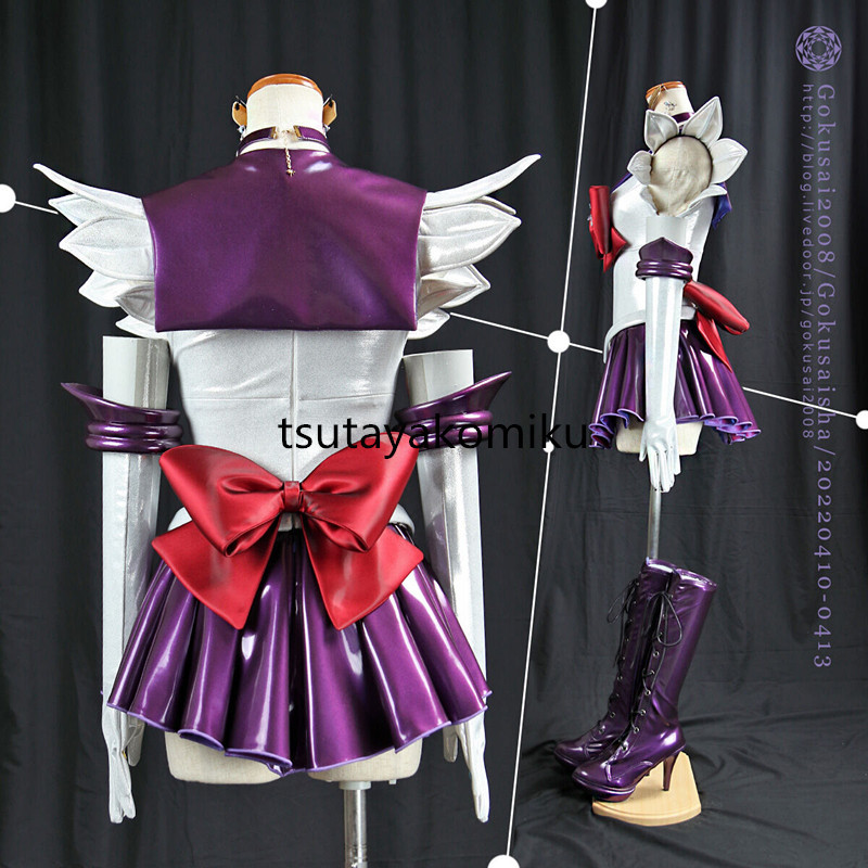  high quality new work Pretty Soldier Sailor Moon crystal sailor Saturn & siren s gray b costume play clothes manner shoes . tool . wig optional 