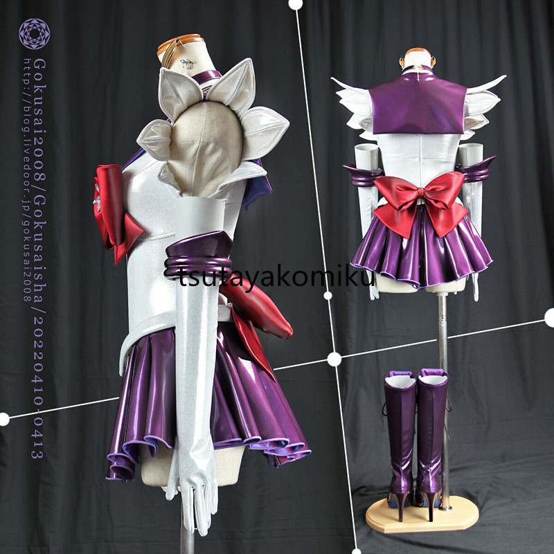  high quality new work Pretty Soldier Sailor Moon crystal sailor Saturn & siren s gray b costume play clothes manner shoes . tool . wig optional 