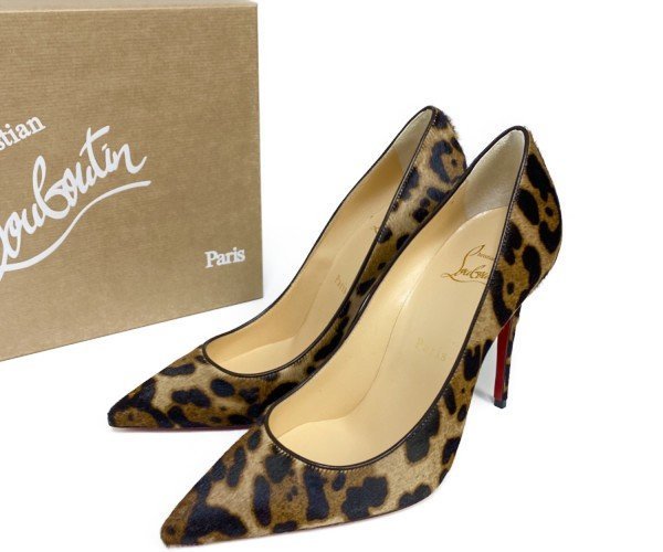 ほぼ未使用＊Christian Louboutin (クリスチャンルブタン)　ハイヒールパンプス　ハラコ / レオパード / 37_画像1