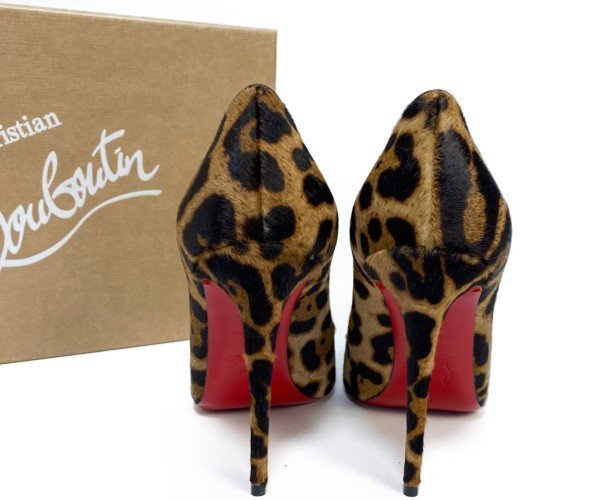 ほぼ未使用＊Christian Louboutin (クリスチャンルブタン)　ハイヒールパンプス　ハラコ / レオパード / 37_画像3