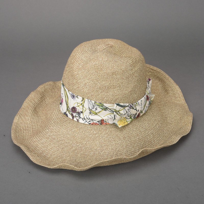 未使用 極美品 GUCCI グッチ フローラ柄 ストローハット 麦わら帽子 L