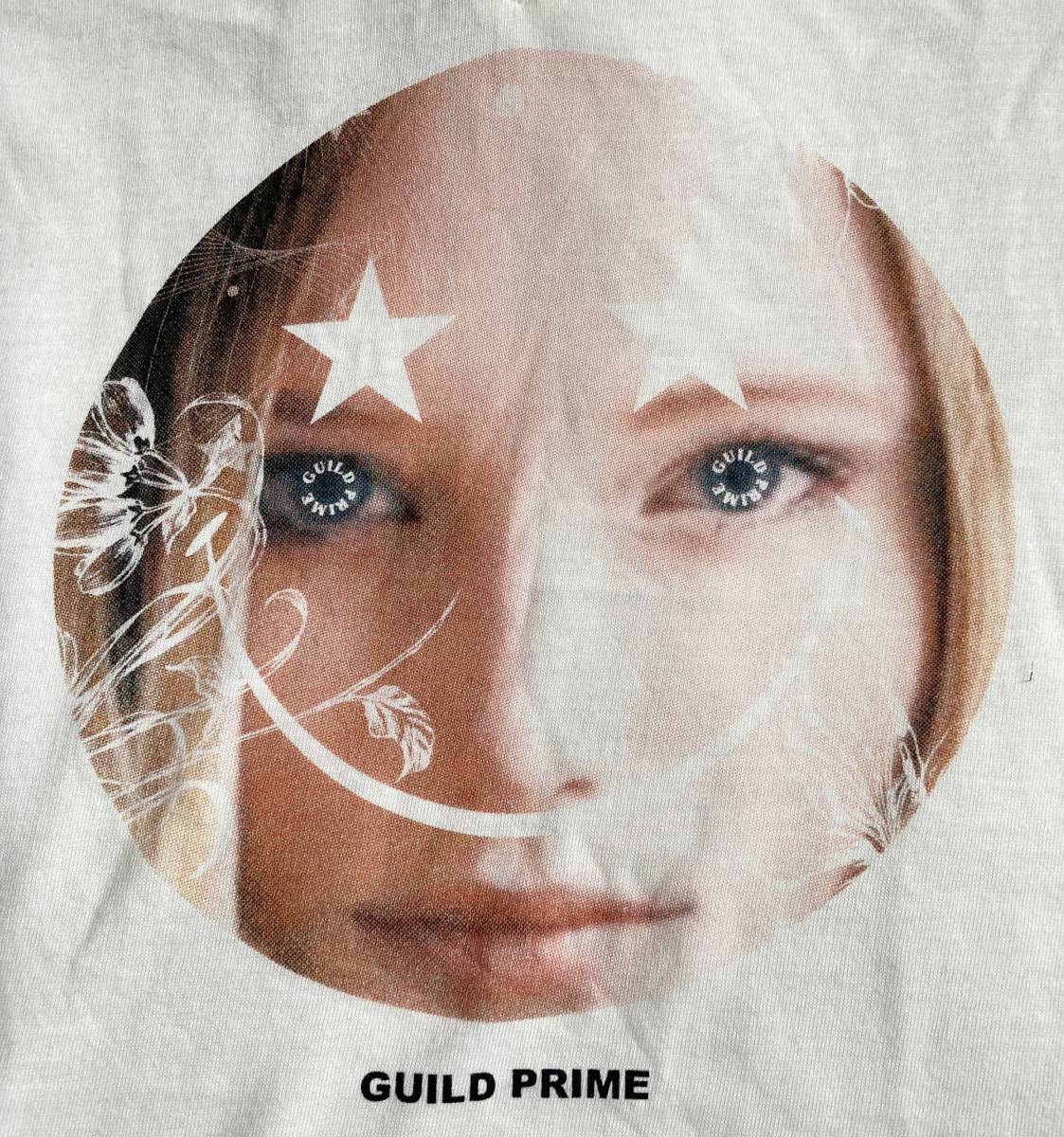 新品 GUILD PRIME ギルドプライム プリント ロゴ刺繍 Vネック 半袖 コットン カットソー Tシャツ 2 白 ホワイト ◇6_画像5