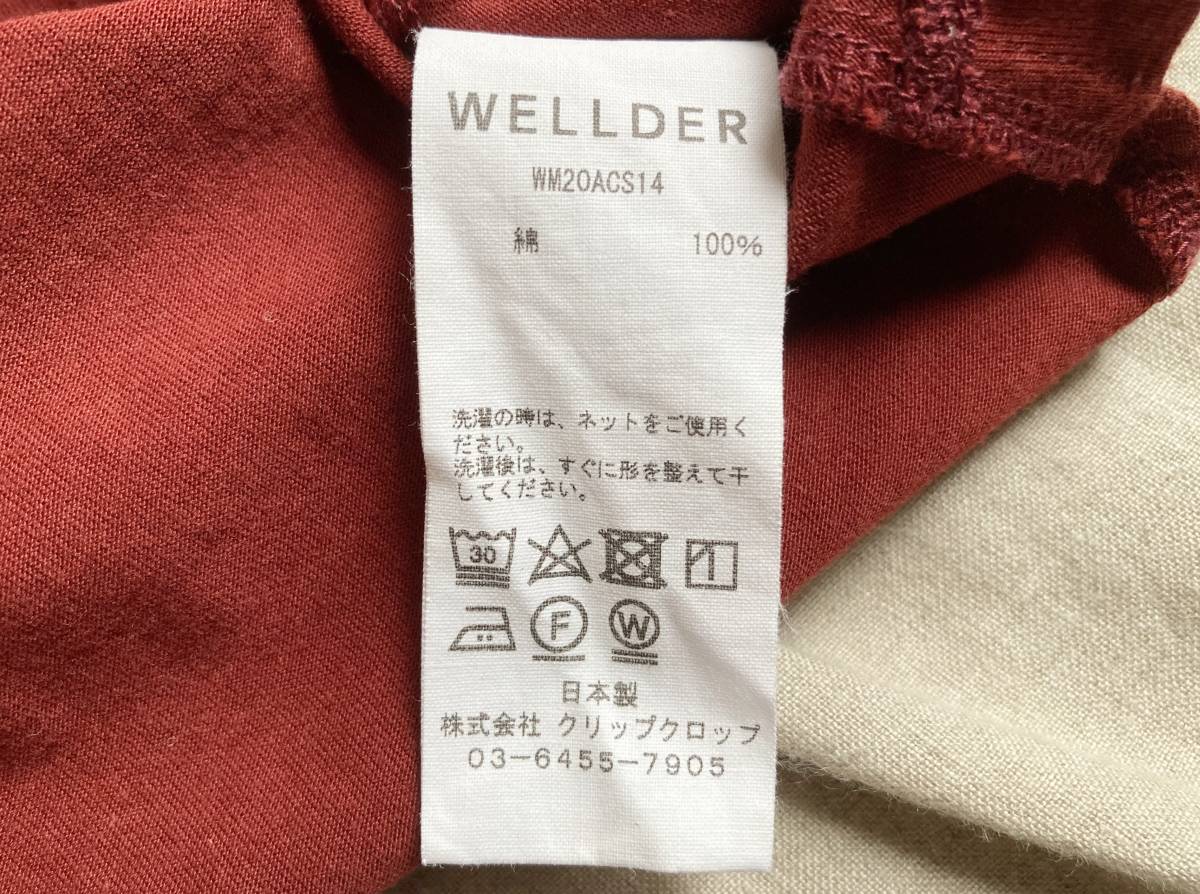 美品 20AW WELLDER ウェルダー Twisted T-shirt 変形 スーピマ コットン クルーネック 長袖 カットソー Tシャツ 4 ボルドー ◇6