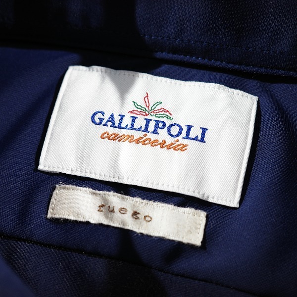 新品1円～★定価1.6万 GALLIPOLI camiceria ガリポリカミチェリア 日本製 長袖 伊生地 スーパーストレッチドレスシャツ 50 LL 紺◆6322◆_画像8