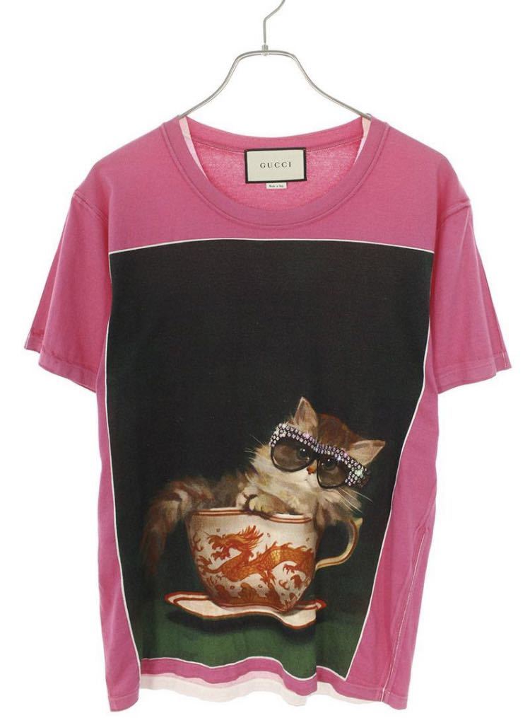 グッチ GUCCI キャットプリントTシャツ ピンク XS www.expressinter.com
