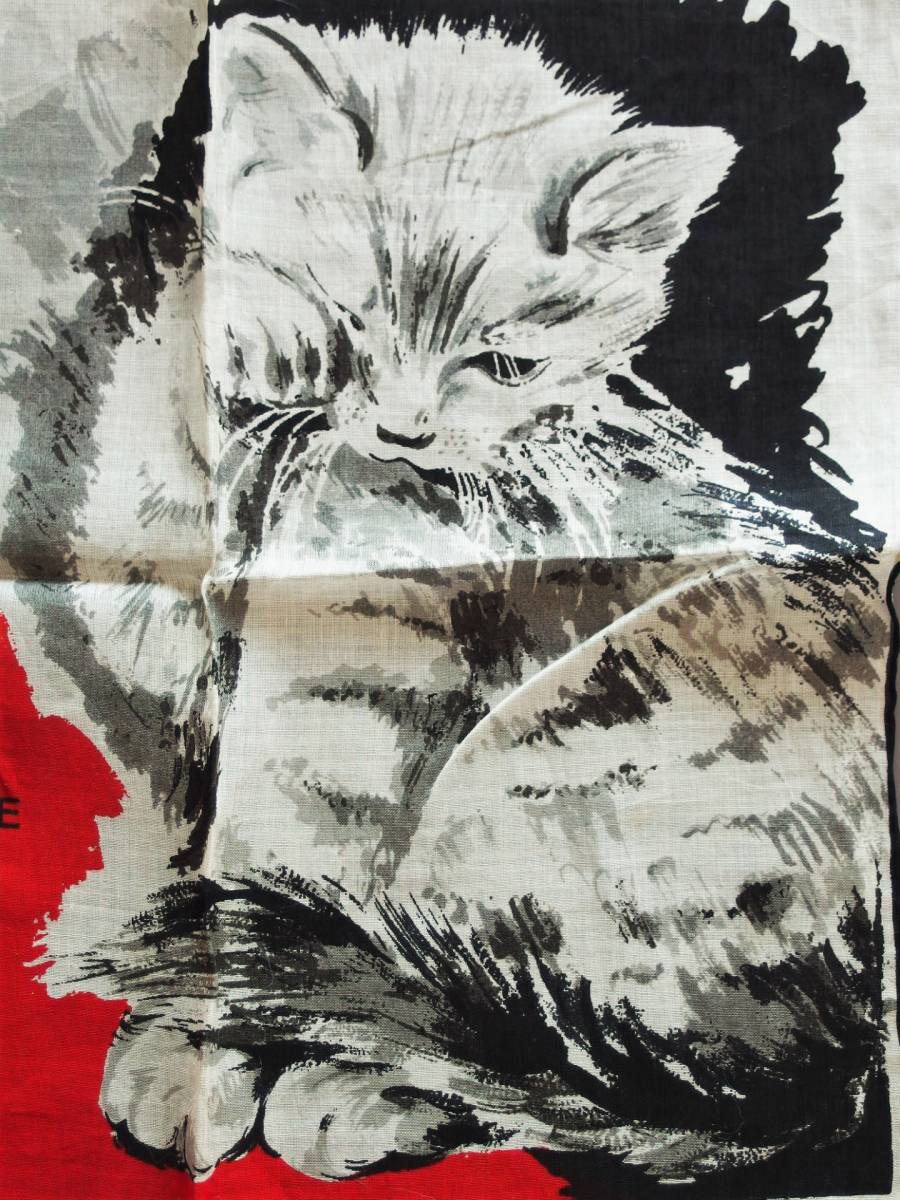 кошка нравится . рекомендация! новый товар Швейцария производства Vintage & retro носовой платок (POUR LE ROUGE, Stoffels,. кошка )