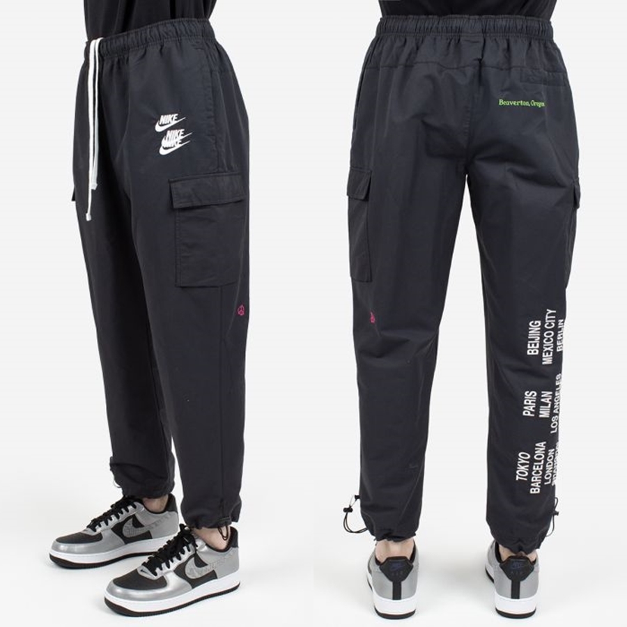 NIKE ワールドツアー 刺繍 カーゴパンツ Lサイズ 新品 DD0887-010 ナイキ ウーブン woven world tour パンツ L swoosh logo ロゴ bojongnews.semarangkota.go.id