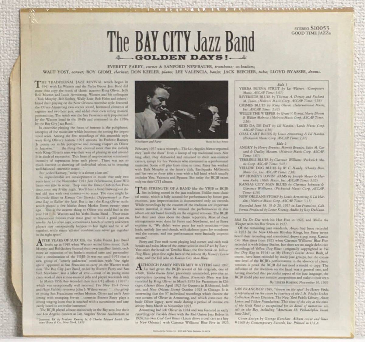全体的良〜美品！The Bay City Jazz Band Golden Days '69年オリジナル・ステレオLP ニューオーリンズジャズ Contemporary Records S10053_画像2