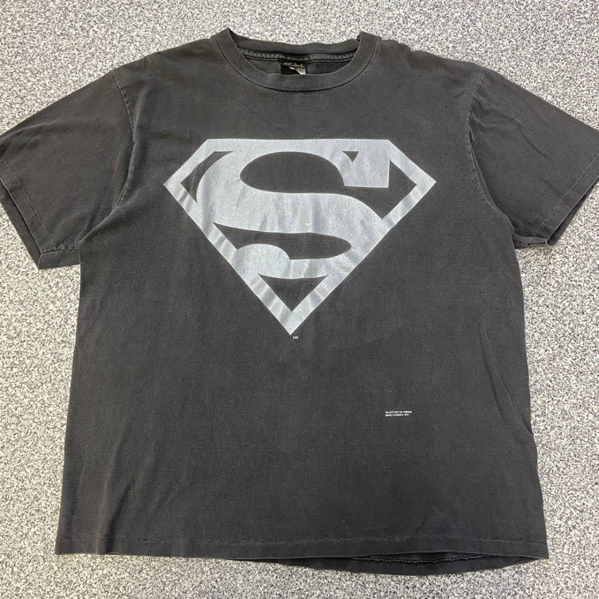 90s USA製 SUPERMAN スーパーマン Tシャツ XL ブラック ロゴ Changes DCコミックス アメコミ キャラクター ヒーロー 1997 ヴィンテージ_画像1