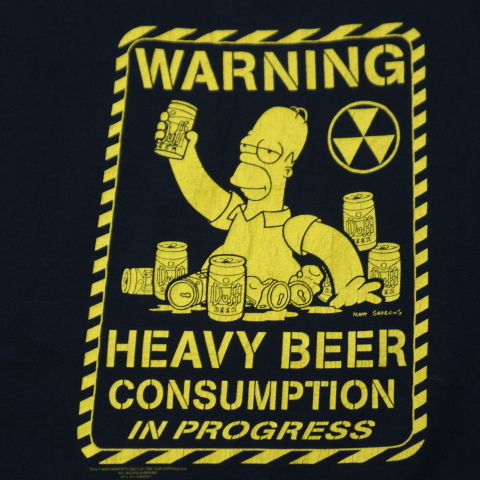 00s The Simpsons シンプソンズ ホーマー Tシャツ XL ブラック Homer Simpson ビール BEER キャラクター アメコミ 90s ヴィンテージ